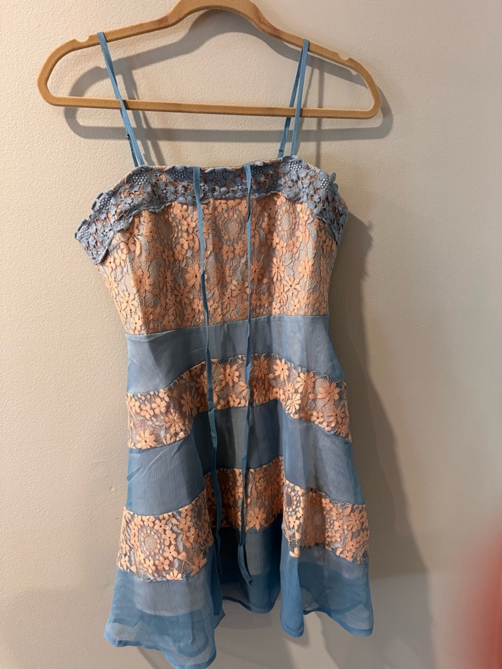 foxiedox Blue and Peach Lace Layered Dress